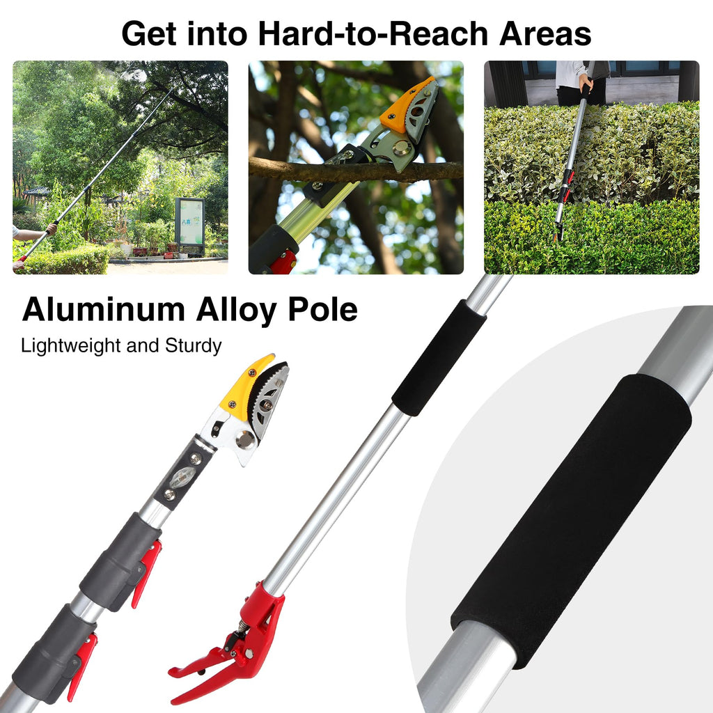 Lineslife 10FT Telescoping Pole Saw with Pruner, Extendable Tree Trimmer