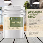 Stellar - Beef Tallow - 100% Grass-Fed & Finished - Good for Cooking, Baking and Frying - Food Grade - 10 LBS