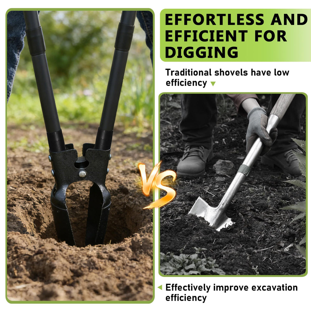 LLARGUEST Post Hole Digger,57 Inch Heavy Duty Metal Hole Digger Tool for Digging,Grey Manual Tool for Transplant, Camping,Gardening.