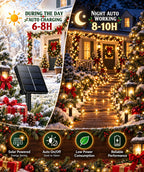 OZS 2 Pack 240 LED Solar String Lights Outdoor Waterproof, Warm White