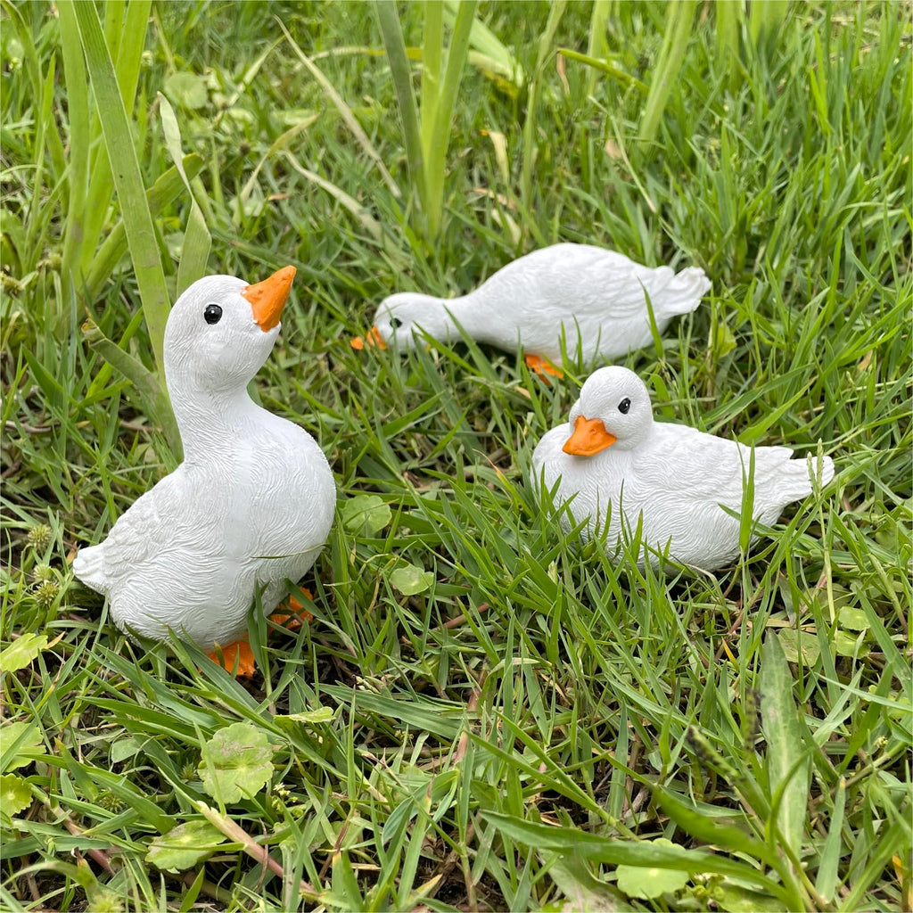 3PCS Duck Statues Resin Ducks Outdoor Garden Yard Porch Duck Pond Decor