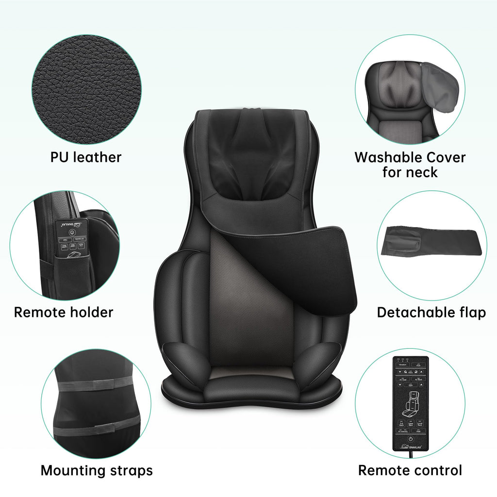 Snailax Neck Back Massager with Heat, Full Body Massage Chair Pad, Adjustable Compression, Rolling, Shiatsu Massage Seat Cushion, Chair Massagers,Gifts for Women, Man (Upgrade)