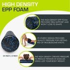 ProsourceFit High Density Foam Rollers 24 - inches long, Firm Full Body Athletic Massage Tool for Back Stretching, Yoga, Pilates, Post Workout Muscle Recuperation, Black/Blue