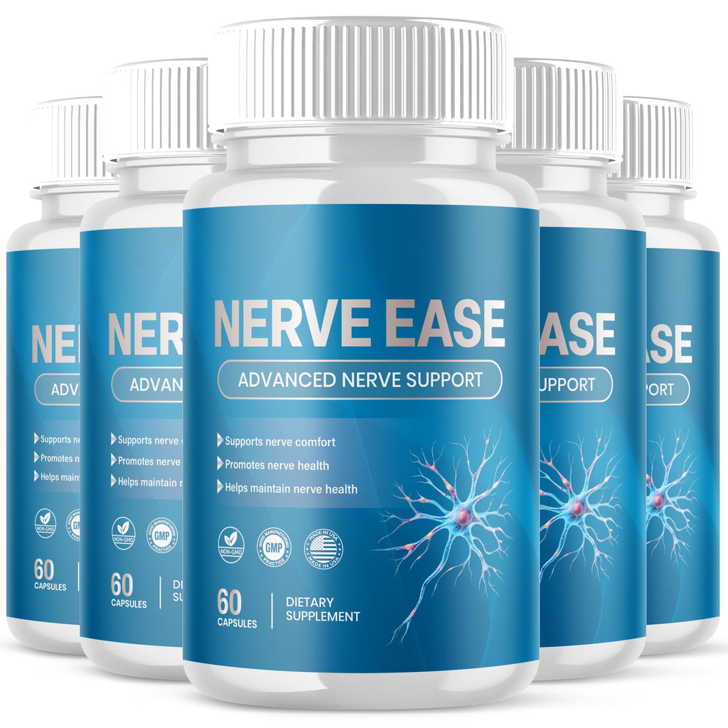 (5 Pack) Nerve Ease Capsules, NerveEase Pills with All Natural Ingredients, Advanced Overall Health and Wellness Vitamin Supplement Formula for Maximum Strength Multivitamins Support (300 Capsules)