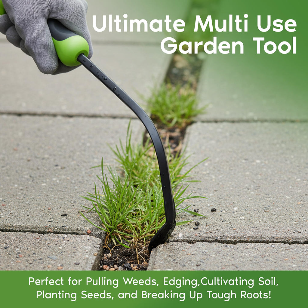 Garden Guru Hook Weeder Tool & Cultivator with Ergonomic Handle – High Carbon Steel Root Weed Puller Cultivator for Dandelion Weeding, Digging, Edging, Planting - Lightweight & Rust Resistant