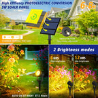T-SUNUS Solar Spot Lights Christmas 6-in-1 Outdoor Warm White 3000K Landscape Spotlight IP65 Waterproof Separated Panel Spotlights with 9.8ft Cable Auto On/Off for Tree Lawn Driveway Pathway Halloween