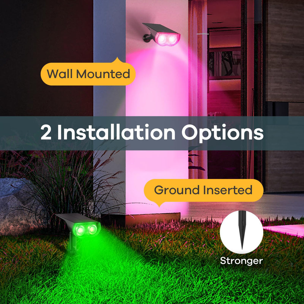 Linkind Halloween Solar Lights Outdoor Spotlight Waterproof RGB 2 Pack