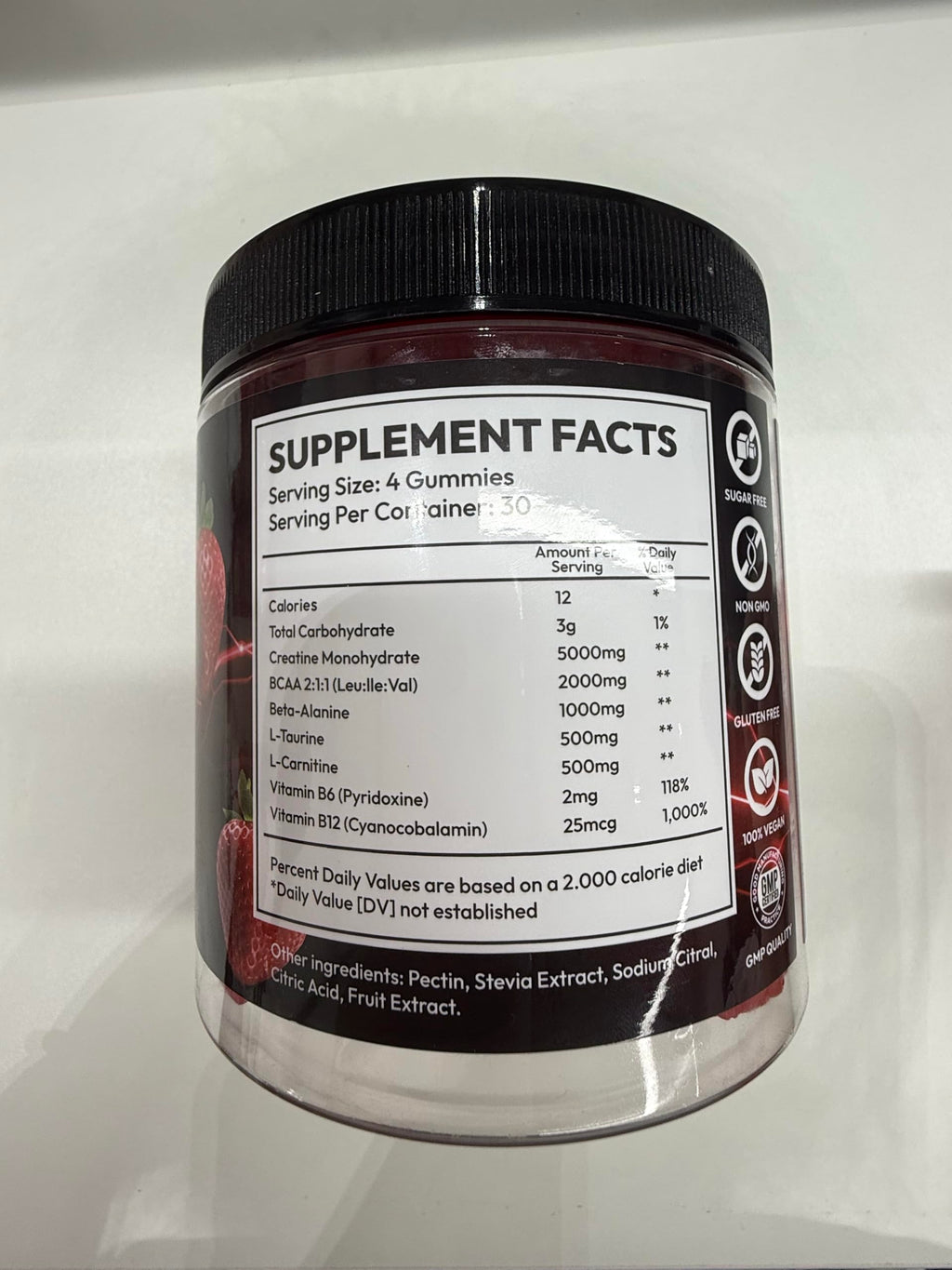 Creatine Monohydrate Gummies 9000mg for Men & Women, Creatine Gummies Pre Workout Creatine Chews for Muscle Growth, Strength & Energy, with L-Taurine, Sugar Free, Vegan, 2 Pack, Strawberry Flavor