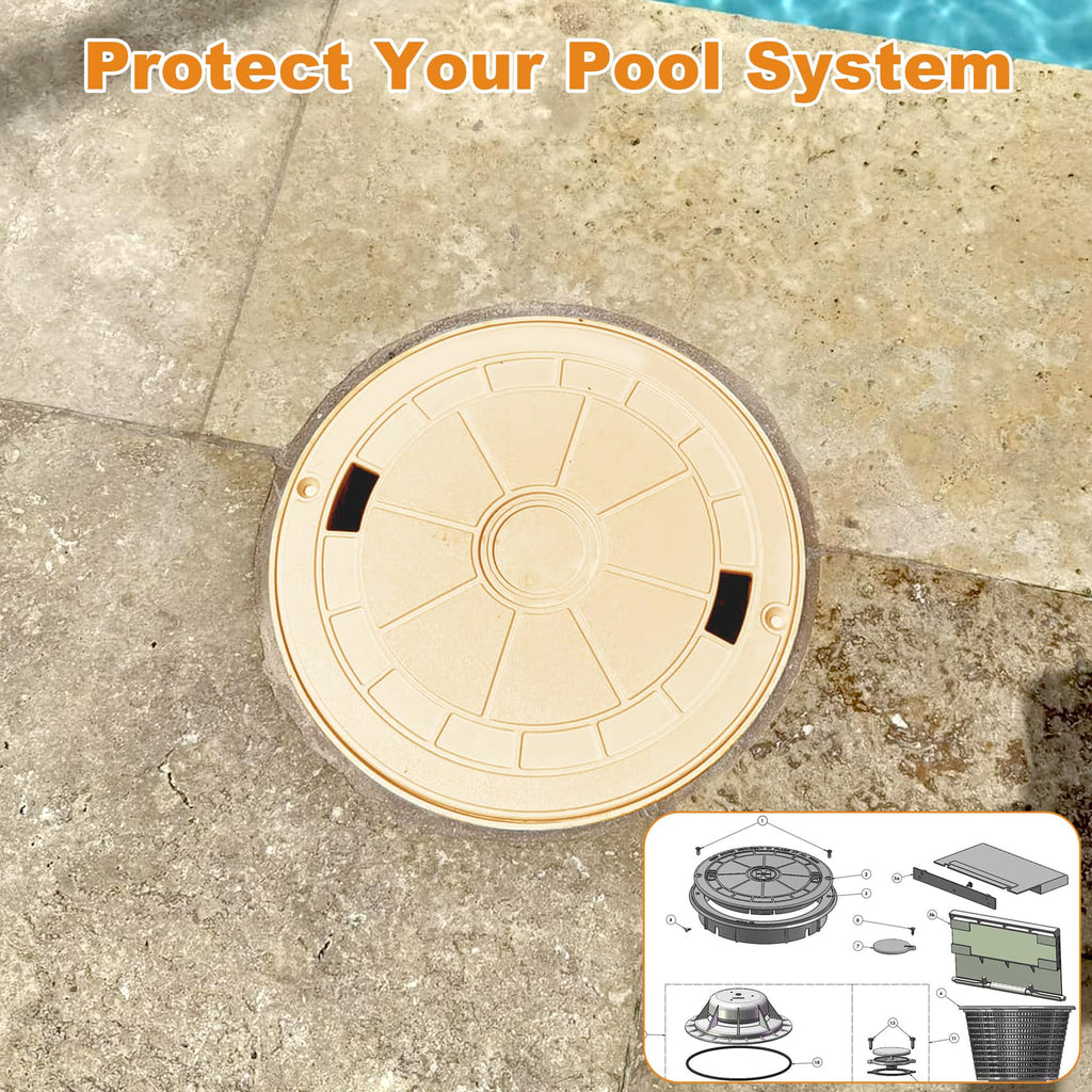 SuperDi SPX1070C10 Tan Cover Replacement for Hayward Automatic Skimmers Replace SP1070, SP1071, and SP10712S Pool Skimmer Cover