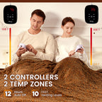Bearhug Electric Blanket Queen Size, 84" x 90" Heated Blanket Dual Controllers, Faux Fur & Sherpa, 10 Heating Levels & 1-12H Auto Off, Over-Heat Protect, ETL, Machine Washable