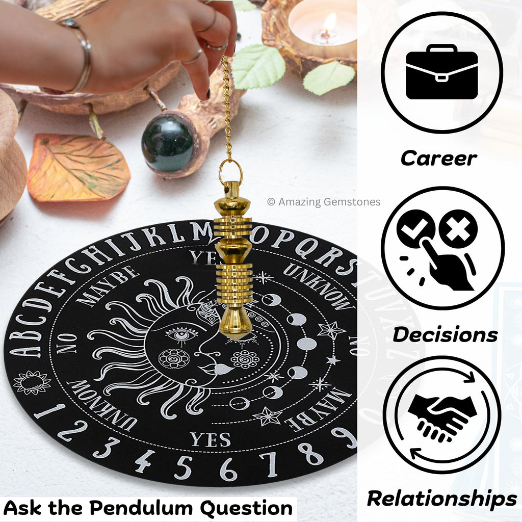 Ibrahim Karim Universal Pendulum Healing Metal Pendulums for Divination, Gold Double ISIS Steel Copper Pendulum High Energy Pendulo de Bronce Pendulos de Mesa MP21