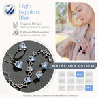 Leafael Infinity Love Heart Gift Bracelet for Women, March & December Birthstone Crystal, Light Sapphire Blue, Silver Tone Birthday Jewelry for Her, Mom, and Wife, 7-inch Chain and 2-inch Extender