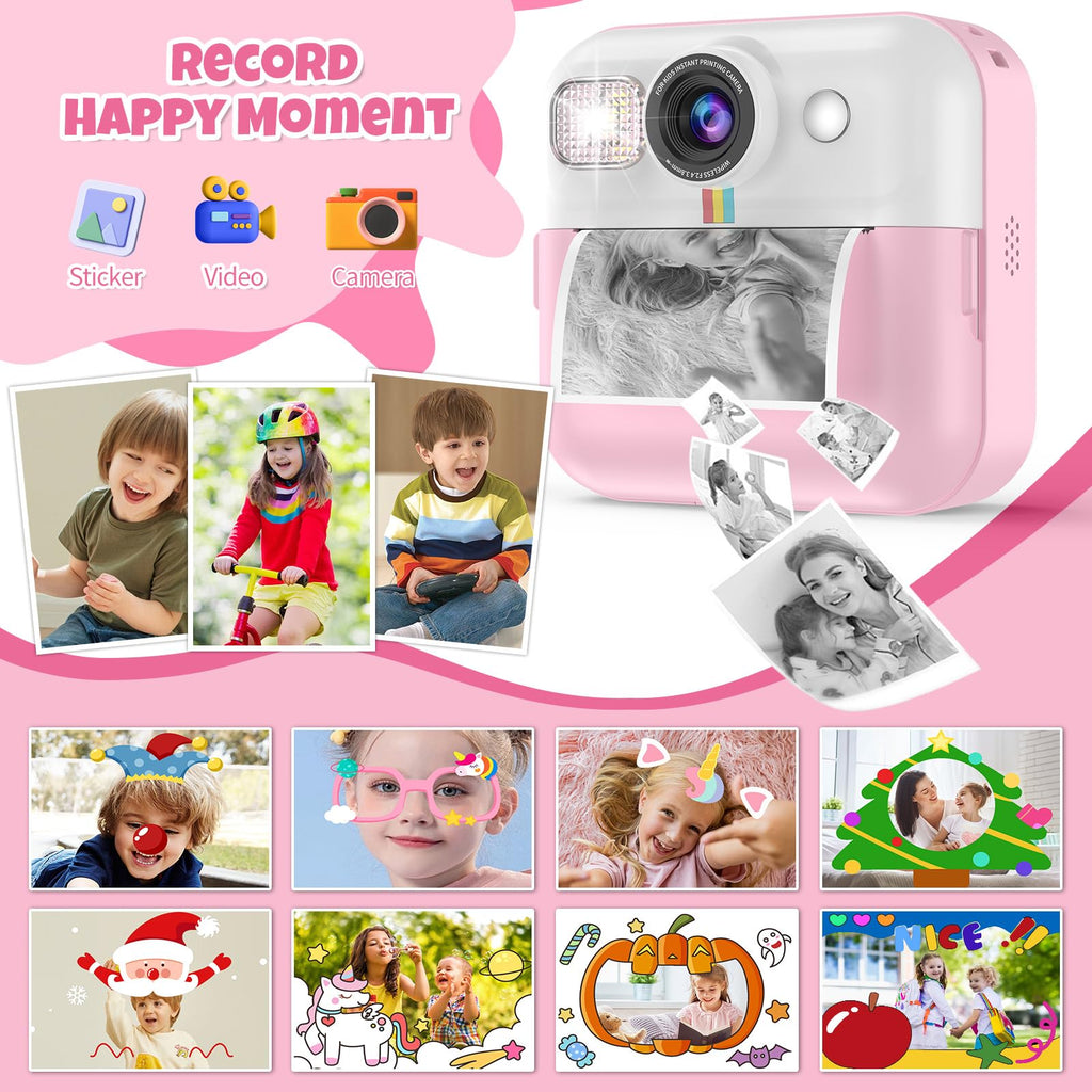 Instant Print Camera for Kids, Toddler Camera Birthday Gifts for Girls 3-10