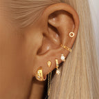 ISUEVA 14K Gold Silver Zircon Flatback Earrings For Women Earring Stacks