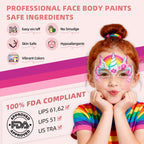 WUO Professional Face Painting Kit for Kids, 12x10g Split Cake Palette