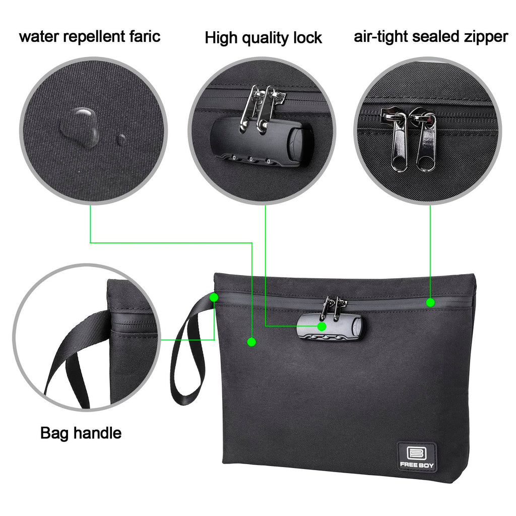 Free Boy 11.8"x8.6"Smell Proof Bags,Odor Proof Bag with Combination Lock,Smell Odor Case Container