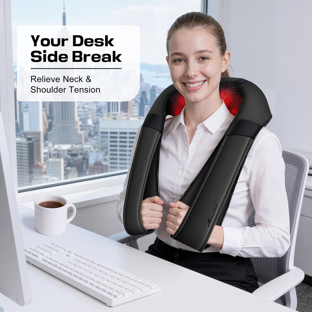 Mirakel Shiatsu Neck & Back Massager with Heat for Pain Relief Deep Tissue