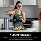 Ninja JC151 NeverClog Cold Press, Powerful Slow Juicer with Total Pulp Control, Stainless Steel, Wood Charcoal