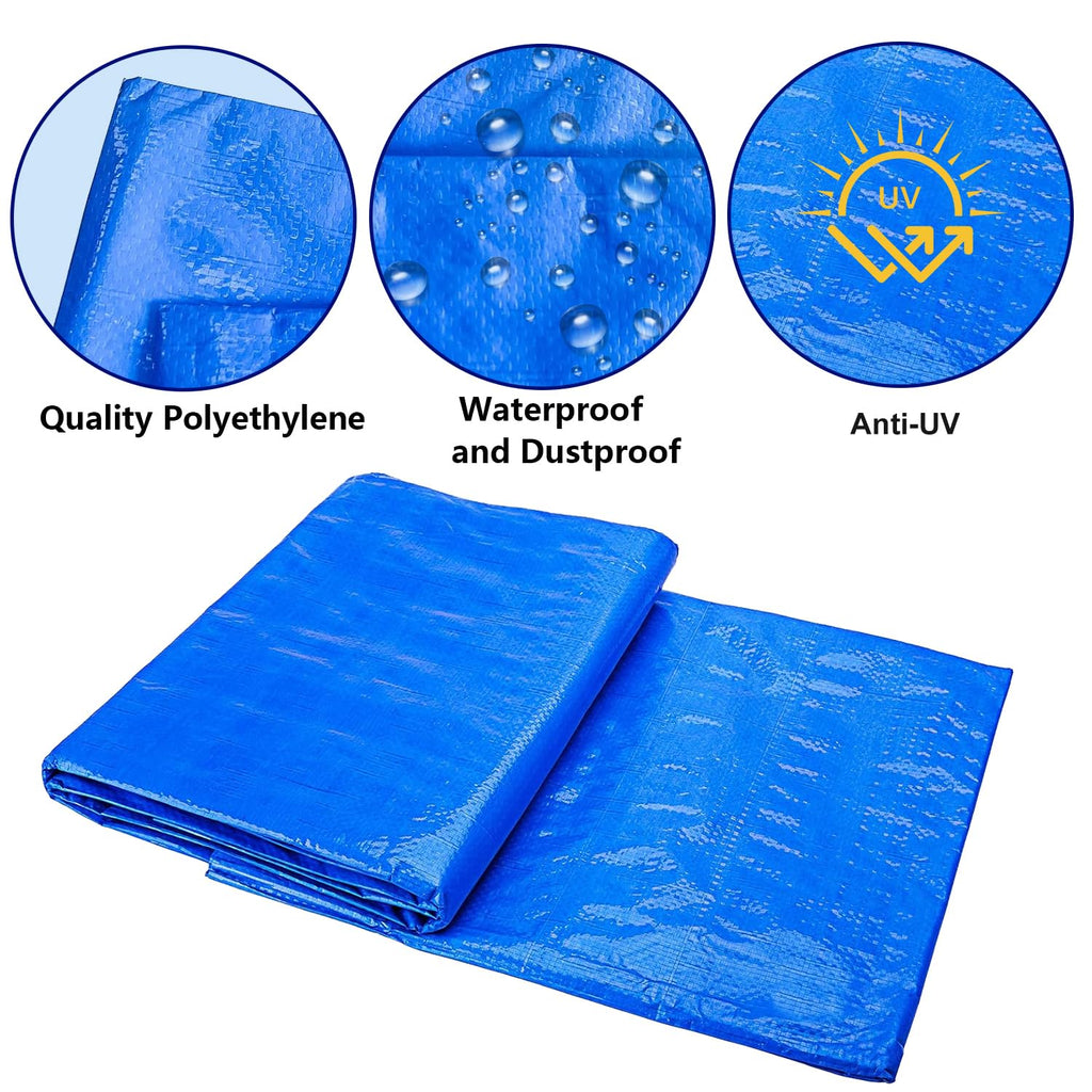 codree 9.7 x 6.7 Ft Rectangular Pool Ground Cloths- Waterproof PE Swimming Pool Ground Cloth- Dust-Proof Heavy Duty Square Ground Cloth Pool Tarp for Above Ground Pools
