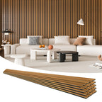 Art3d 4 Pieces 94.5" x 7.9" Acoustic Slat Wood Wall and Ceiling Panels,Fluted Modern Sound Absorbing Panels, Teak