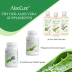 AloeCure USDA Organic Aloe Vera Juice Made Within 12 Hrs of Harvest - Pure Aloe Juice Natural Digestive Supplement to Support Digestion, Immune System and Balanced Stomach Acidity, 18 x 500ml Bottles