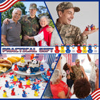 Skylety 100 Pcs Patriotic Mini Ducks 4th of July Independence Day Party Decor 250th Anniversary Red White Blue Ducks with Glue Points Garden Potted Miniature Cake Decoration Craft Patriotic Collectors