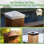 Azdele 4x4 Heavy Duty Aluminum Pyramid Post Caps Cover for 4x4 Nominal Wood Post(True 3.5" x 3.5"), with Matte Finish Powder Coated Surface, for Fence Wood Post of Decks or Corridors Black 4 Pack