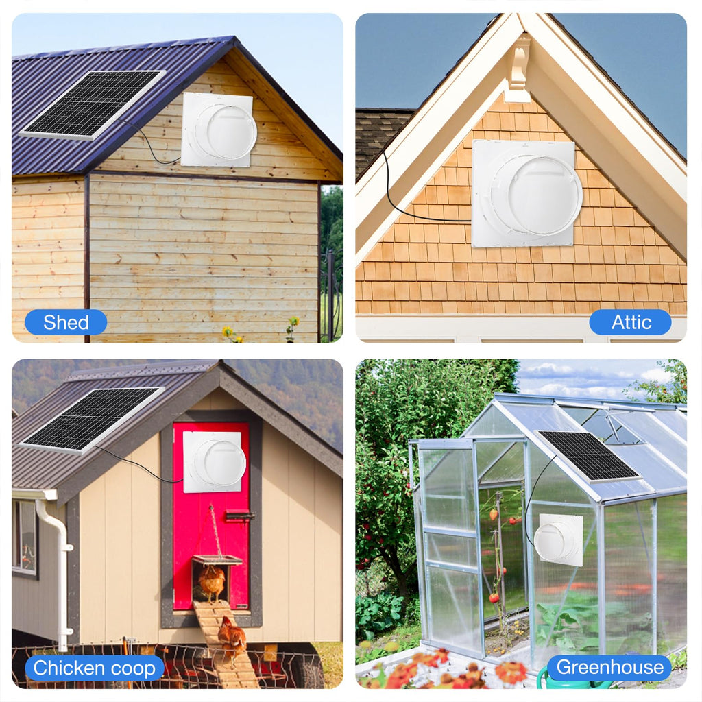 Fanspex 8" Solar Exhaust Fan for Greenhouse, Shed & Chicken Coop
