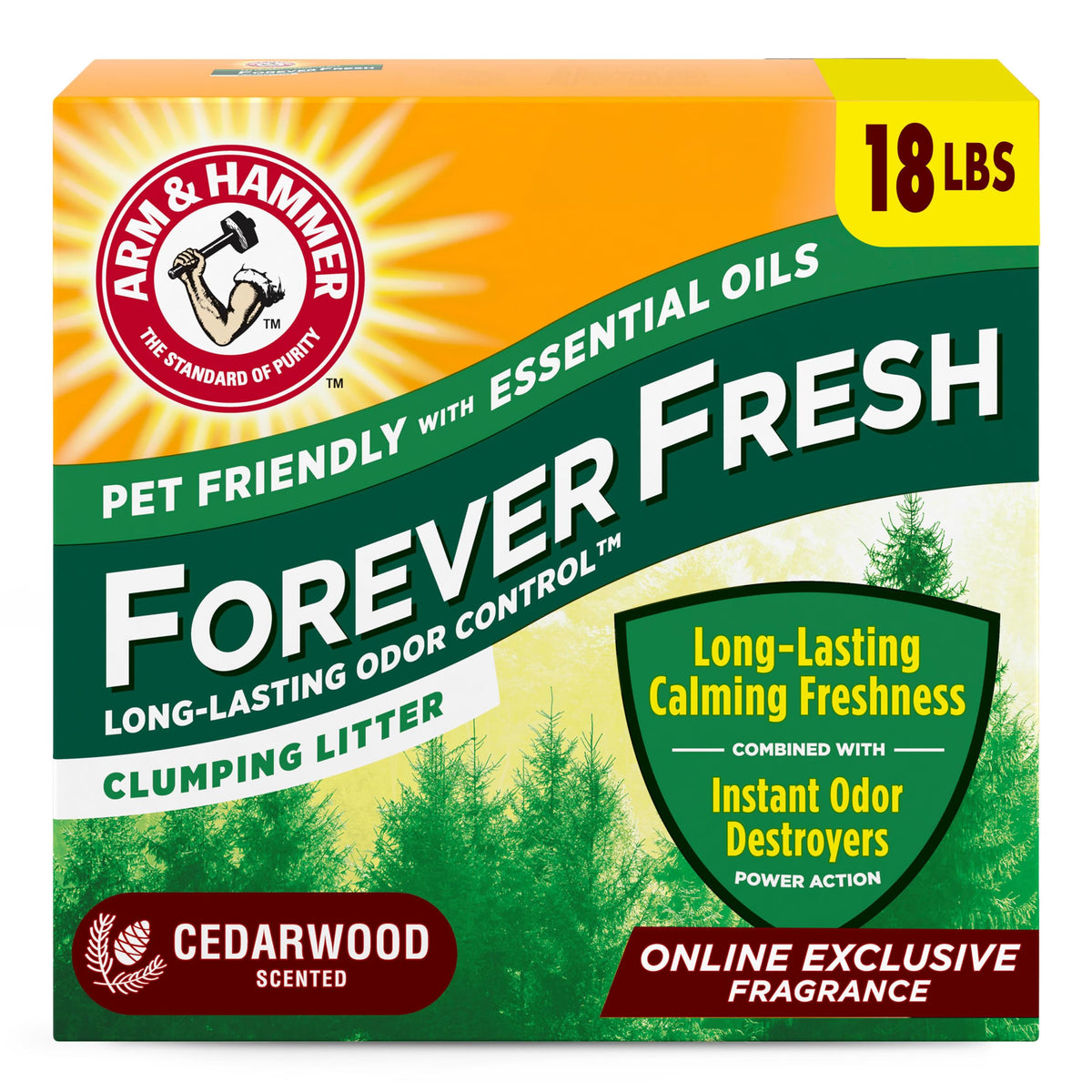 ARM & HAMMER Forever Fresh Cat Litter Cedarwood, MultiCat, 18lbs