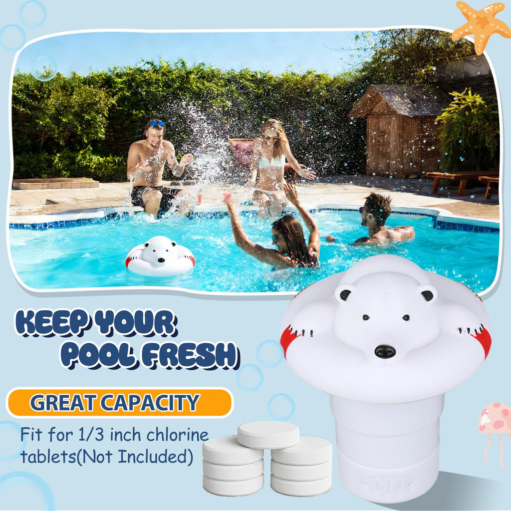 ODJSY Pool Chlorine Floater,7.5" Diameter Floatation Device can accommodate 3" Tablet Chemical Dispenser,Applicable to Swimming Pools, Spas, Hot Tubs (White Bear)