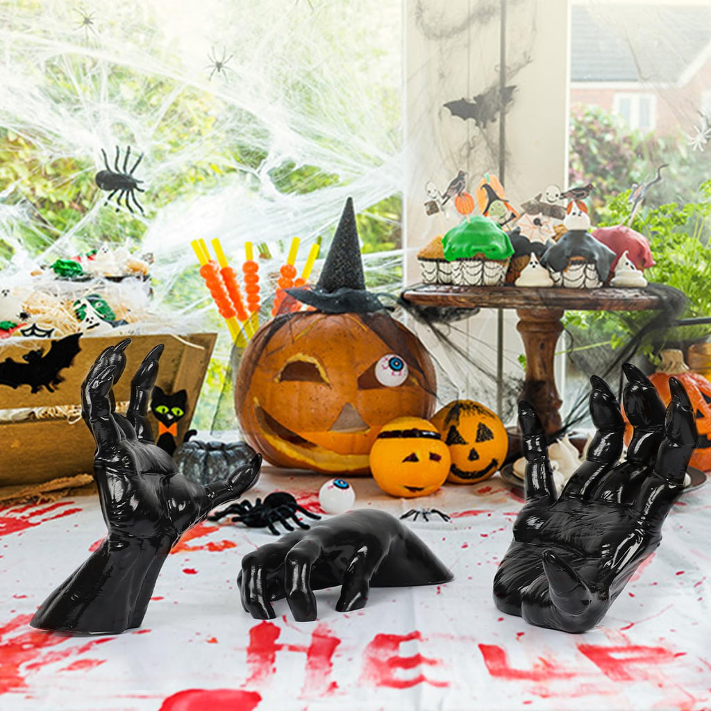 Halloween Decorations Indoor Outdoor 3 Pack Wall Mount Creepy Hands&Candles