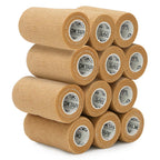 OK TAPE Self Adherent Cohesive Bandages Wrap - 12Packs, 3" x 5 Yards, Non-Woven Self Adhesive Bandage Wrap for Thumb, Finger, Wrist, Ankle, Vet Wrap Bandages Tape (Beige)