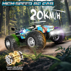 All Terrain Remote Control Car for Boy with LED Lights 2 Batteries 20 KM/H