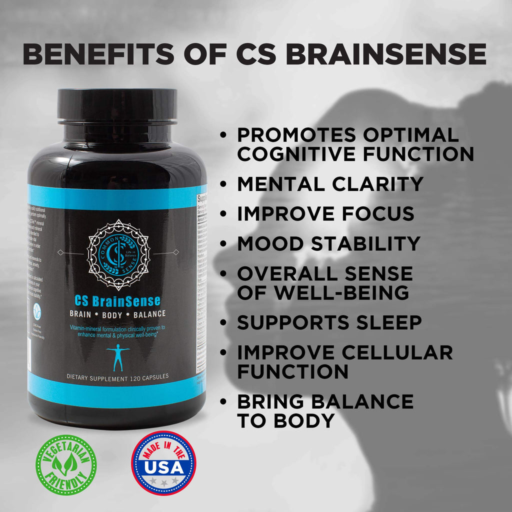 BrainSense Mood Stabilizer & Brain Supplement - Enhance Mood, Mental Clarity, Brain Booster & Cellular Health - Nootropic Supplement & Micronutrients For Brain Fog By CommonSenseWW, 120 Capsules