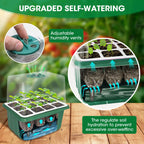 5PCS 60 Cell Self Watering Seed Starter Tray with Grow Light, Reusable Silicone Seed Starter Kit with Humidity Dome, 60 Cells Plant Germination Trays for Seeding Planting Growing（5-Pack 60-Cell）