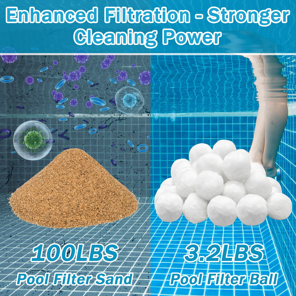 ZeeDix 3.2 lbs Pool Filter Balls for Sand Filter Pump, New Upgrade Efficient Swimming Pool Filter Sand Alternative(Equals 100 lbs Pool Filter Sand), Reusable Eco-Friendly Fiber Filter Media Balls