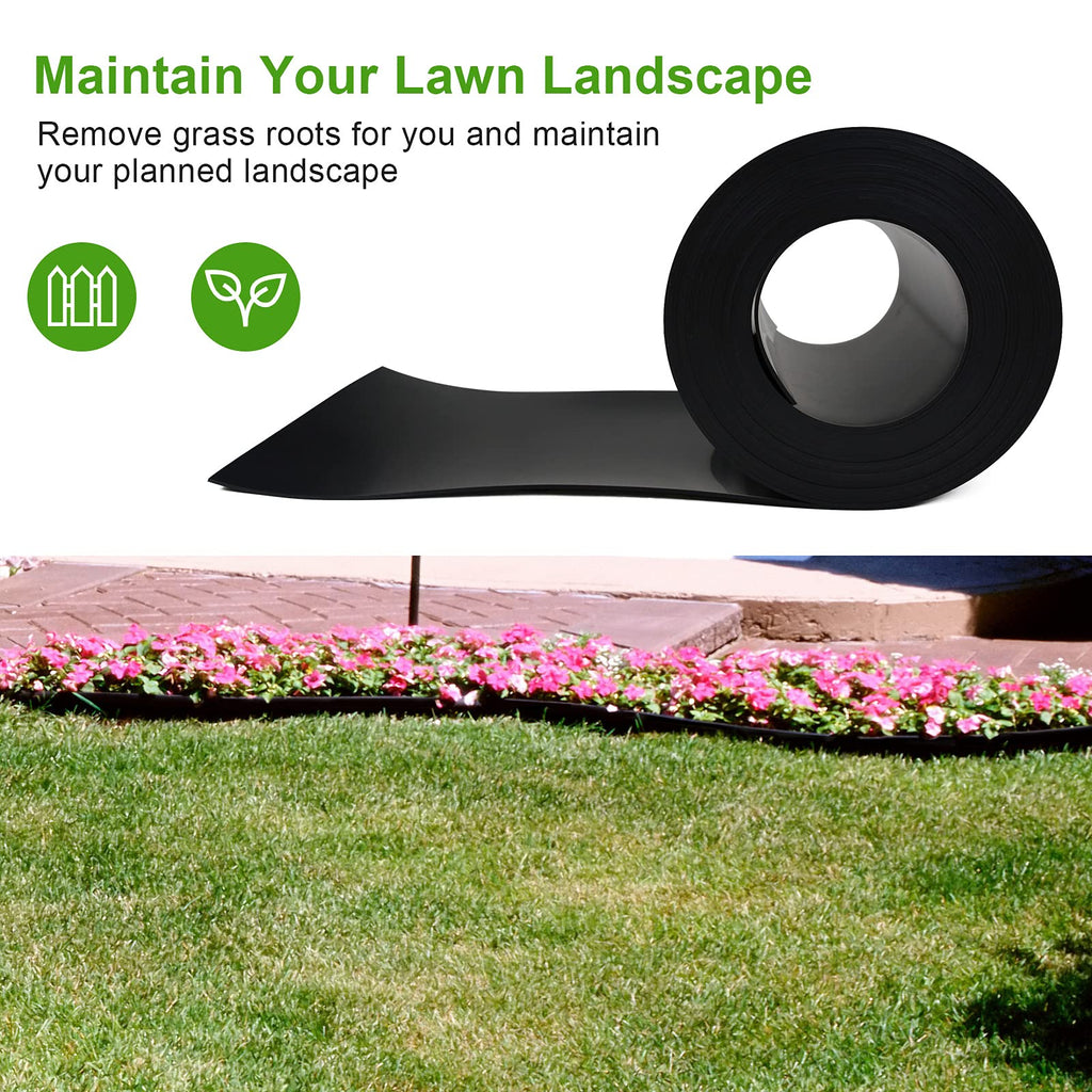 12 Gauge 40 Feet Grass Weed Barrier Landscape Edging 10 inch Depth Flexible Border Roll Lawn Landscape Garden Edging for Backyard Driveway Path Sidewalk