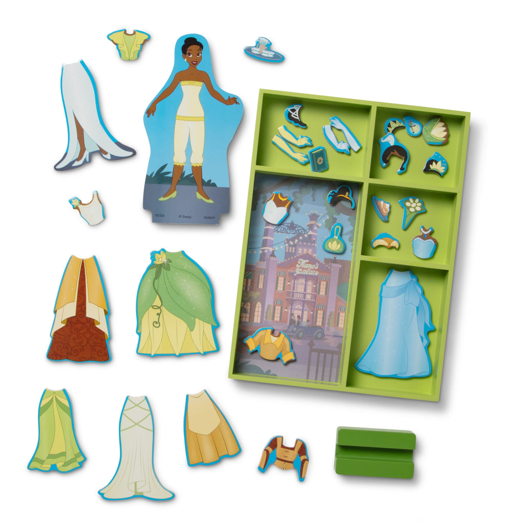 Melissa & Doug Disney Princess Tiana Magnetic Dress-Up Wooden Doll Pretend Play Set (30+ pcs) - FSC Certified
