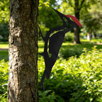 JEWLOVE Woodpecker Metal Yard Decor, Red Head Bird Garden Art