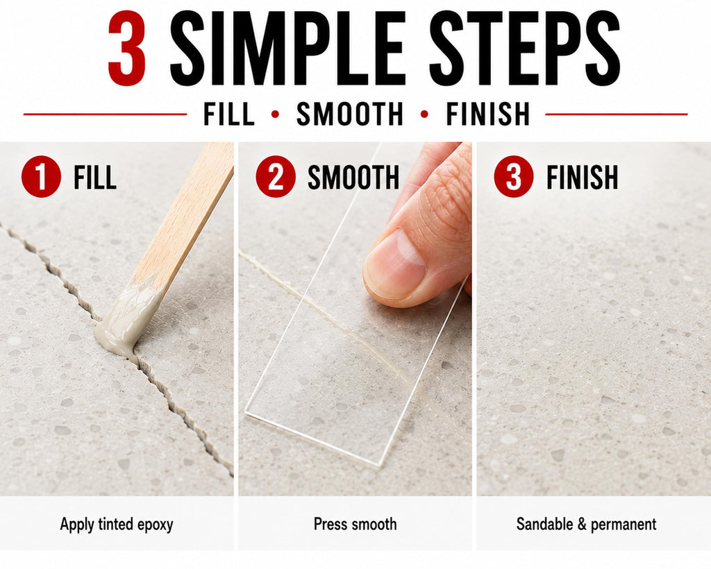 Instant Install 29 Complete - 4 oz Epoxy Permanent Repair Kit with EZ-Tint 10 g 5-Pack, Mixing Sticks, Razor, & Shaping Strip - Granite, Marble, & Tile - Rebonds & Rebuilds - Dry in 29 Minutes