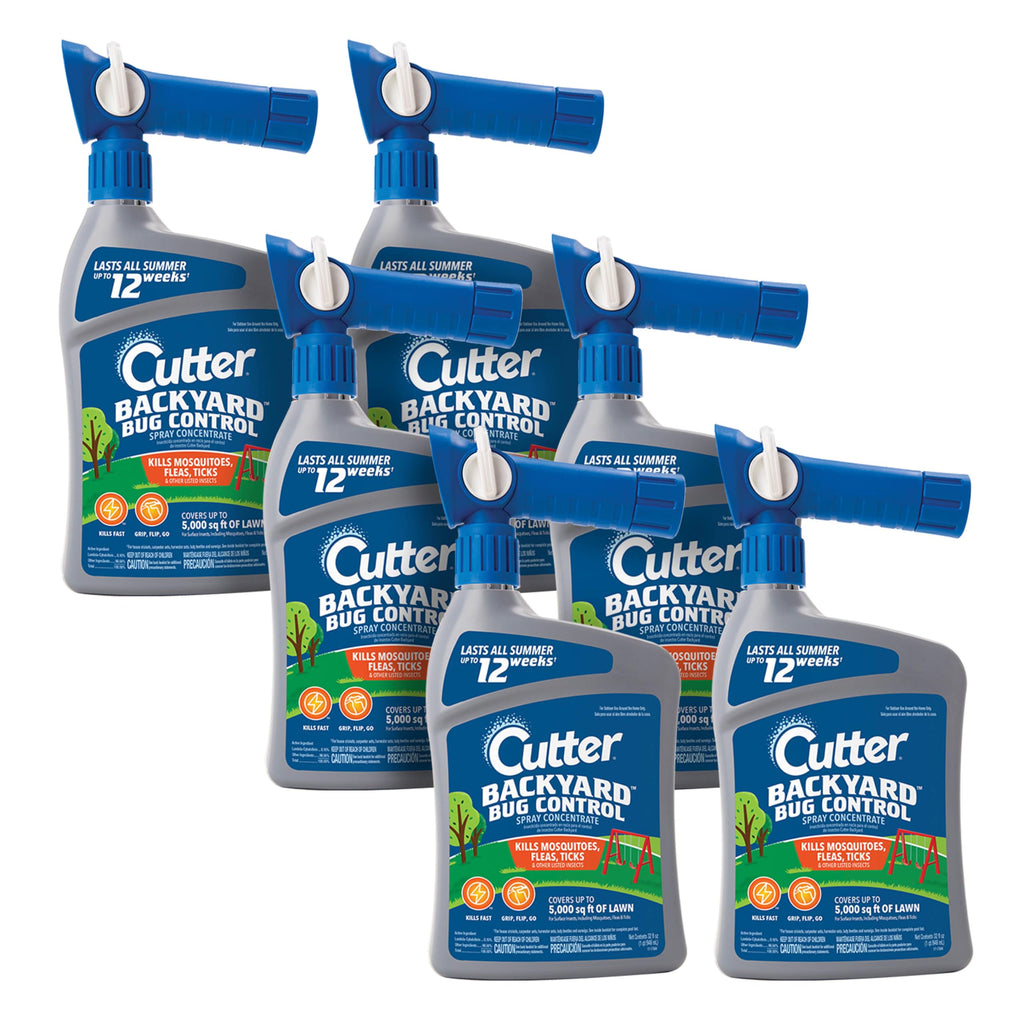 Cutter Backyard Bug Control Spray Concentrate (6 Pack), Kills Mosquitoes, Fleas & Listed Ants, 32 fl Ounce