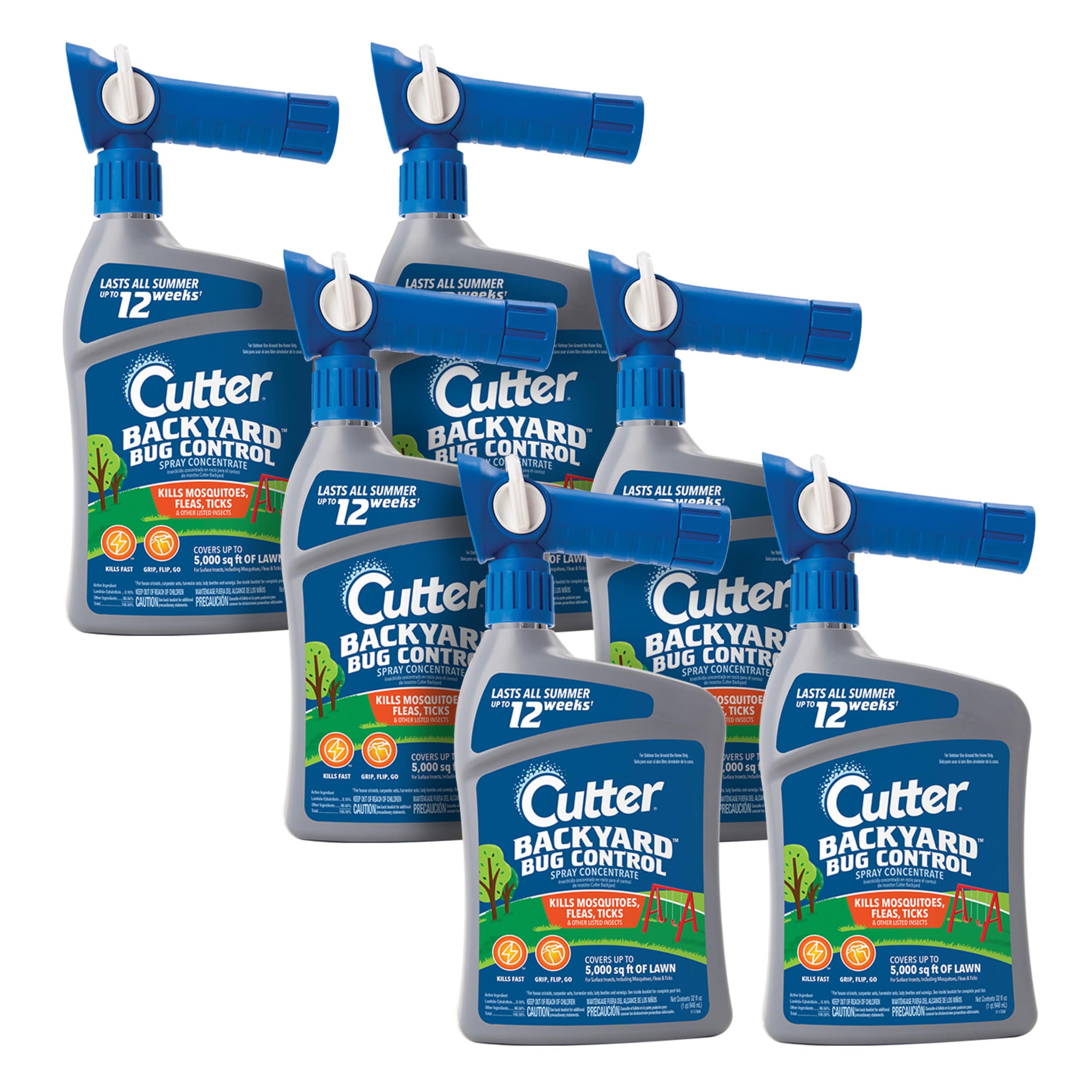 Cutter Backyard Bug Control Spray Concentrate (6 Pack), Kills Mosquitoes, Fleas & Listed Ants, 32 fl Ounce