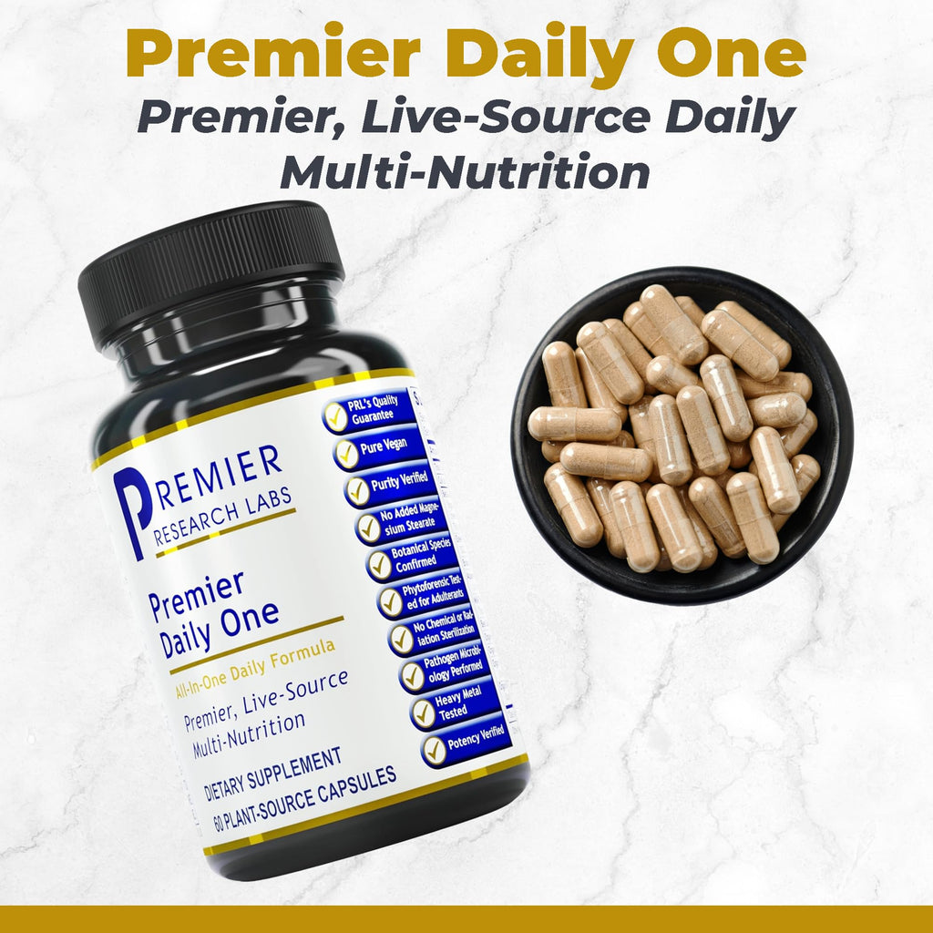 Premier Research Labs Premier Daily One - Super Greens, Vegetable Supplements for Adults with Cruciferous Veggies, Milk Thistle for Liver Support, Phytonutrients, Beta Glucan - 60 Vegetarian Capsules