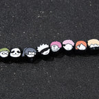 SONGCHANGJEWELRY DIY JJK Charm Bracelet Gifts – 9 Mini Anime Faces in Chibi Style – Gojo, Yuji, Sukuna, Panda & More – Removable Alloy Chain for Fans and Collectors