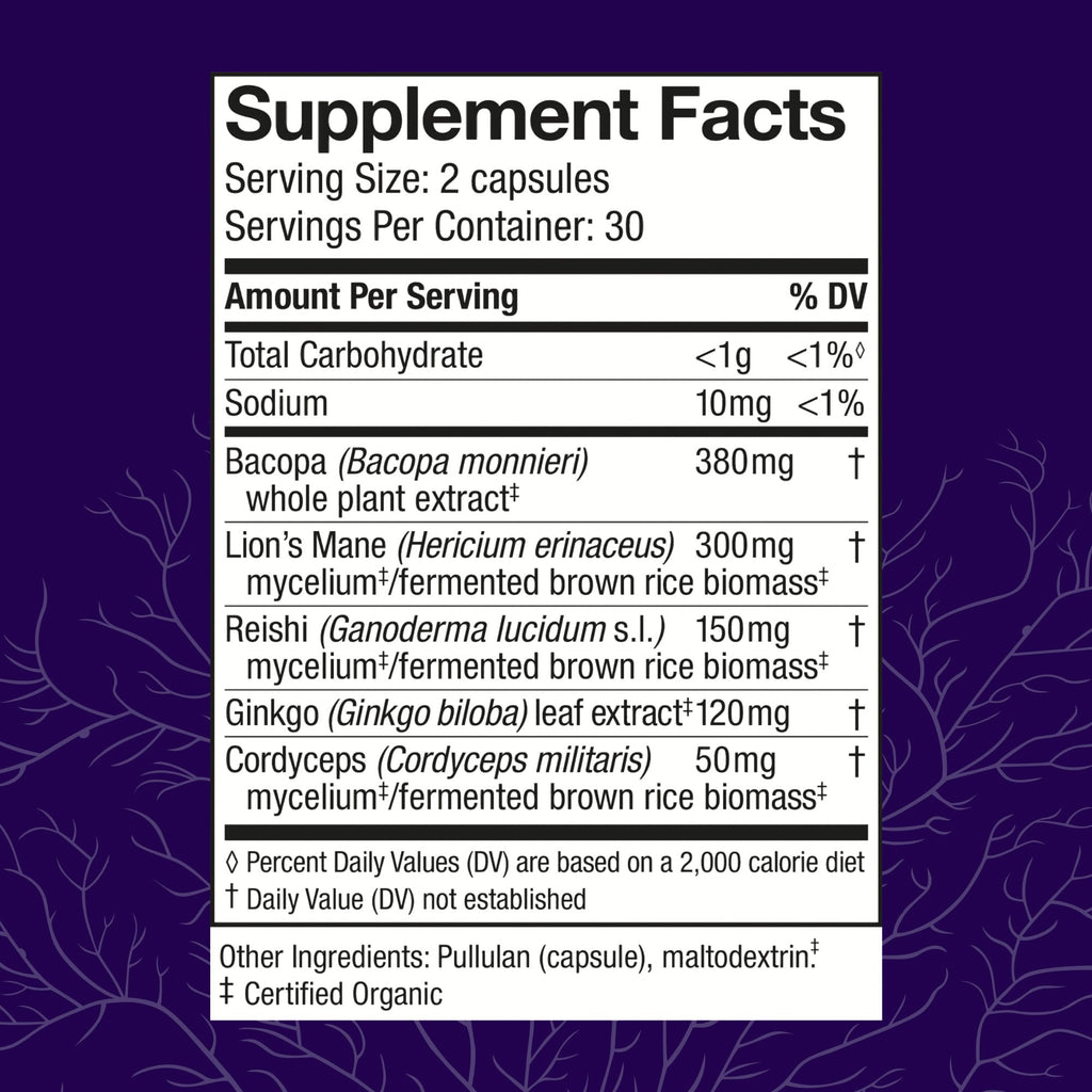 Host Defense MycoBotanicals Brain Capsules, 120 ct (Pack of Two 60 ct Units)