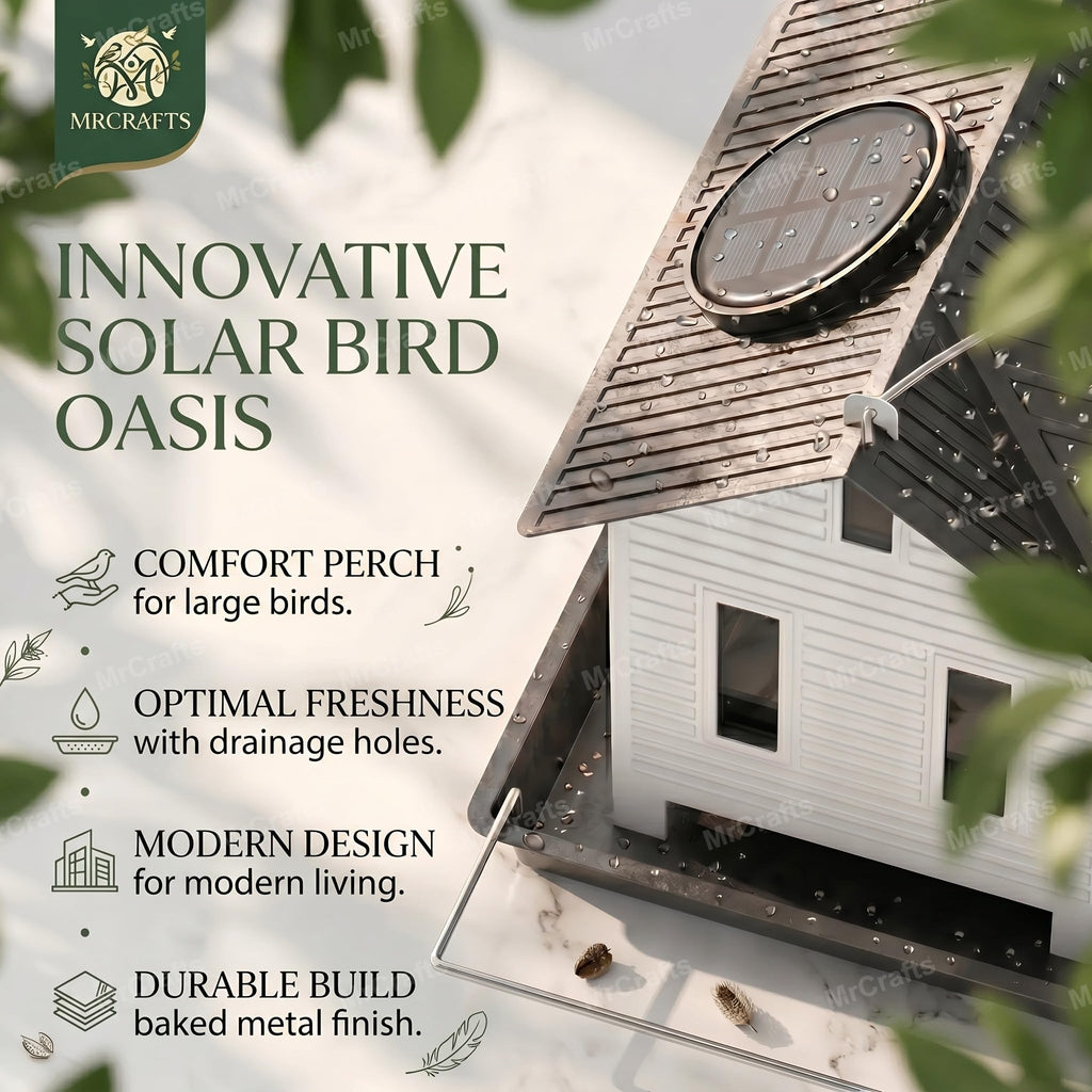 MrCrafts Solar Bird Feeder - Hanging Metal Bird House Feeder with Solar Lights, Outdoor Solar Lantern, Garden Decor for Outside, Unique Gifts for Mom, Grandma, Christmas