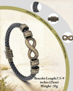 ziella Personalized Infinity Bracelet for Husband, Custom Braided Leather Bracelet with Engraved Name Beads, Anniversary Birthday Gift (9inch, Irreplaceable)