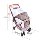 FOURPAW Reversible Pet Stroller (4 Wheels for Cats and Dogs) for Small and Medium Pets up to 33 lbs.Khaki