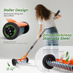 Walensee Manual Lawn Dethatcher Rake with Wheels, Adjustable Handle