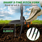 REILEIHODE Broad Fork Garden Tool, 63" Heavy Duty Broadfork Hand Tiller with Double 5+4 Sharp Tines, Garden Pitchfork with Ergonomic D-Shaped Handle, Spading Dig